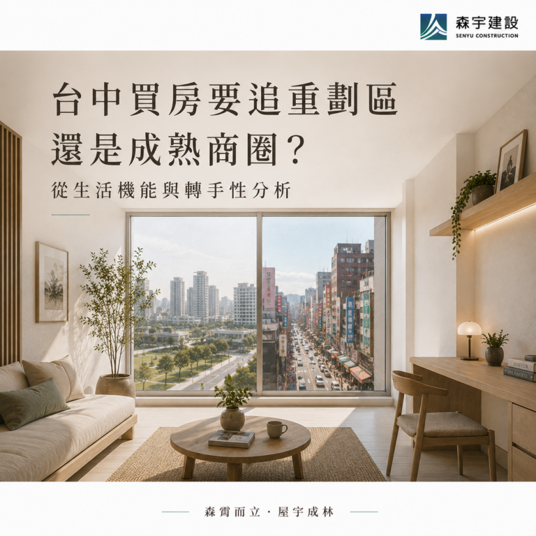 台中買房要追重劃區還是成熟商圈？從生活機能與轉手性分析